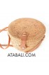 wide and large ata rattan round bag with flower pattern and lining